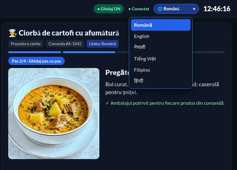 Training in every language – app screen